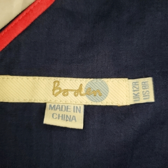 Boden Navy Seville Embroidered Dress 8R Cotton - Picture 13 of 13